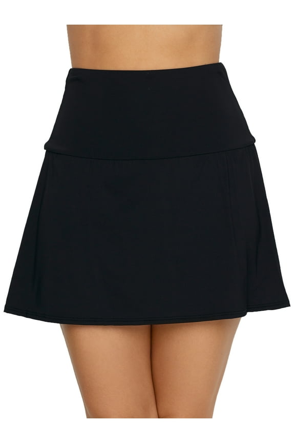 Women's Coco Reef U95396 Classic Solids Soar Ultra High Skort Swim Bottom (Black XL)