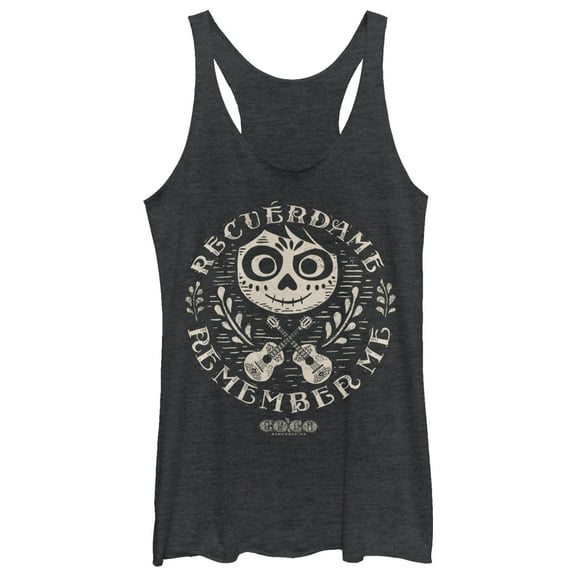 Women's Coco Remember Me Song Racerback Tank Top Black Heather 2X Large