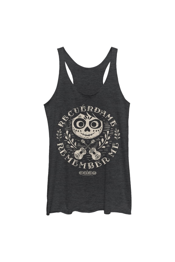 Women's Coco Remember Me Song Racerback Tank Top Black Heather X Large