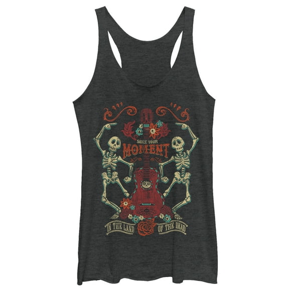 Women's Coco Seize Moment Skeleton Dance Racerback Tank Top Black Heather 2X Large