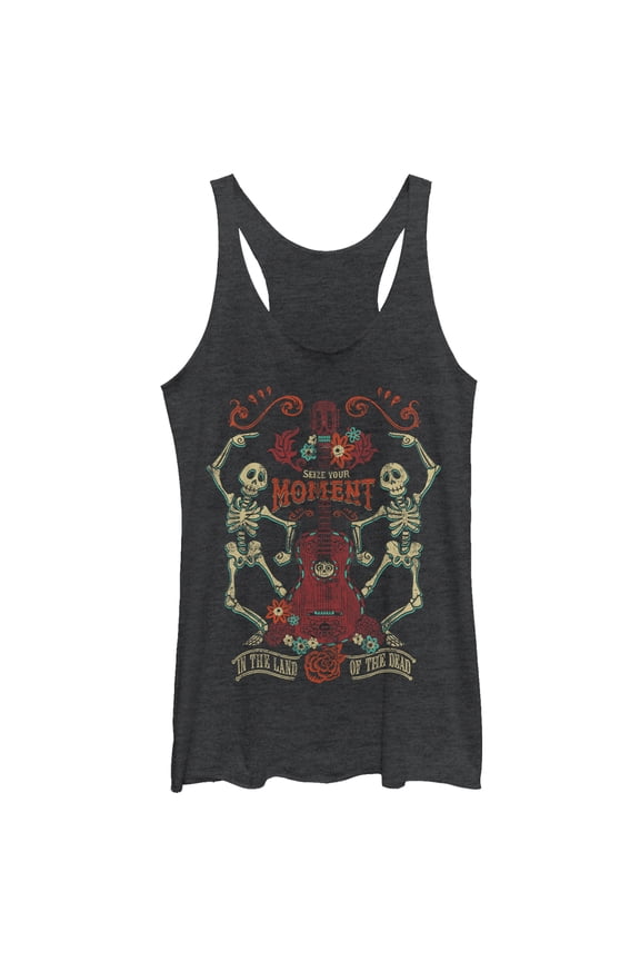 Women's Coco Seize Moment Skeleton Dance  Racerback Tank Top Black Heather Medium