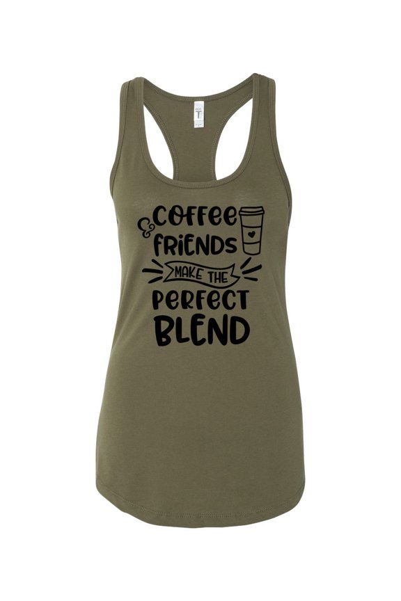 Women's Coffee & Friends Racerback Tank Top-Military Green-xl