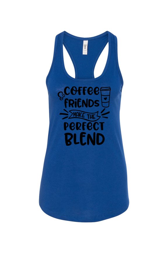 Women's Coffee & Friends Racerback Tank Top-Royal-xs