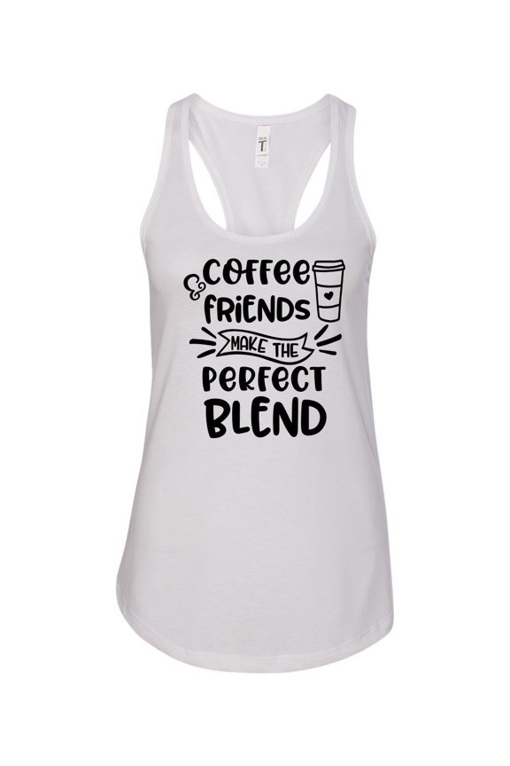Women's Coffee & Friends Racerback Tank Top-White-xxl