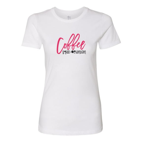 Women's Coffee Liquid Optimisim Ladies Short Sleeve T-shirt-White-xs