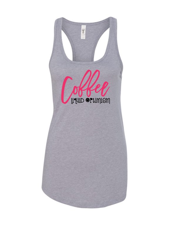 Women's Coffee Liquid Optimisim Racerback Tank Top-Heather Grey-large