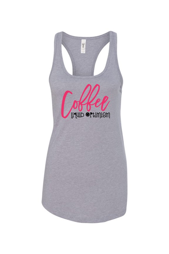 Women's Coffee Liquid Optimisim Racerback Tank Top-Heather Grey-medium