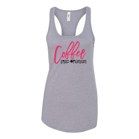 Women's Coffee Liquid Optimisim Racerback Tank Top-Heather Grey-small