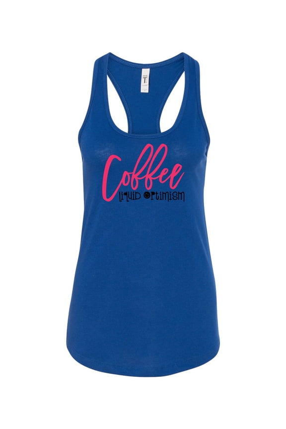 Women's Coffee Liquid Optimisim Racerback Tank Top-Royal-medium