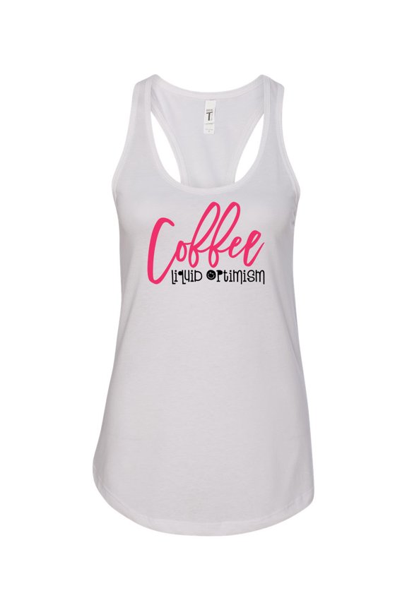 Women's Coffee Liquid Optimisim Racerback Tank Top-White-small