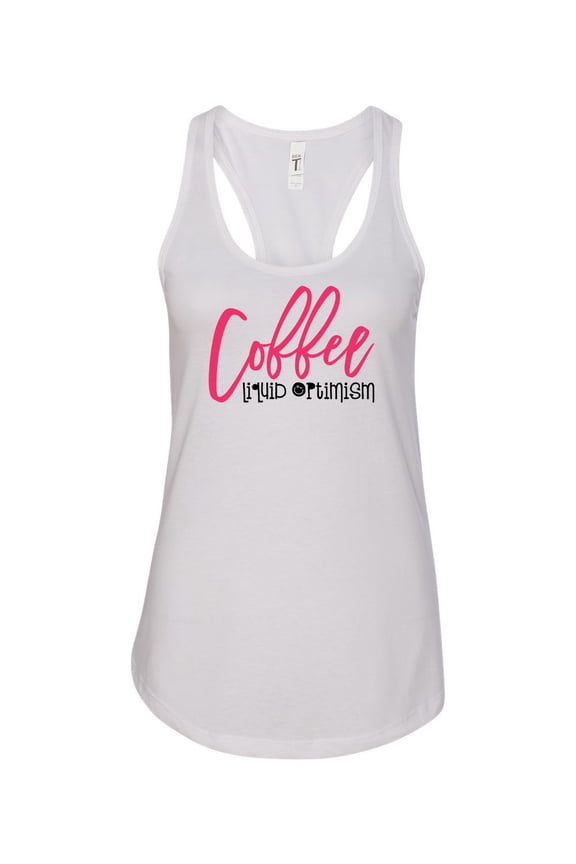 Women's Coffee Liquid Optimisim Racerback Tank Top-White-xl