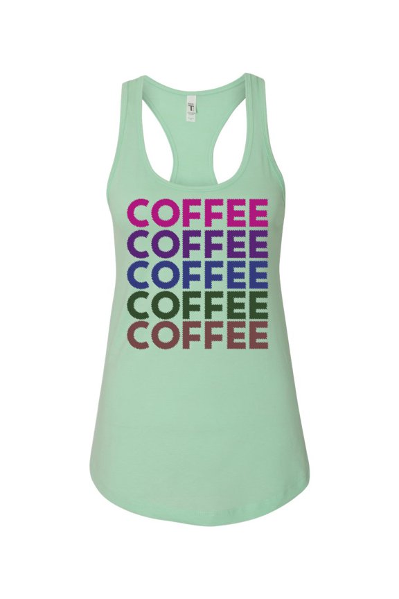 Women's Coffee On Repeat Ladies Racerback Tank Top-MInt-xl