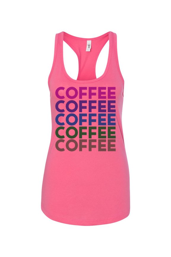 Women's Coffee On Repeat Ladies Racerback Tank Top-White-small