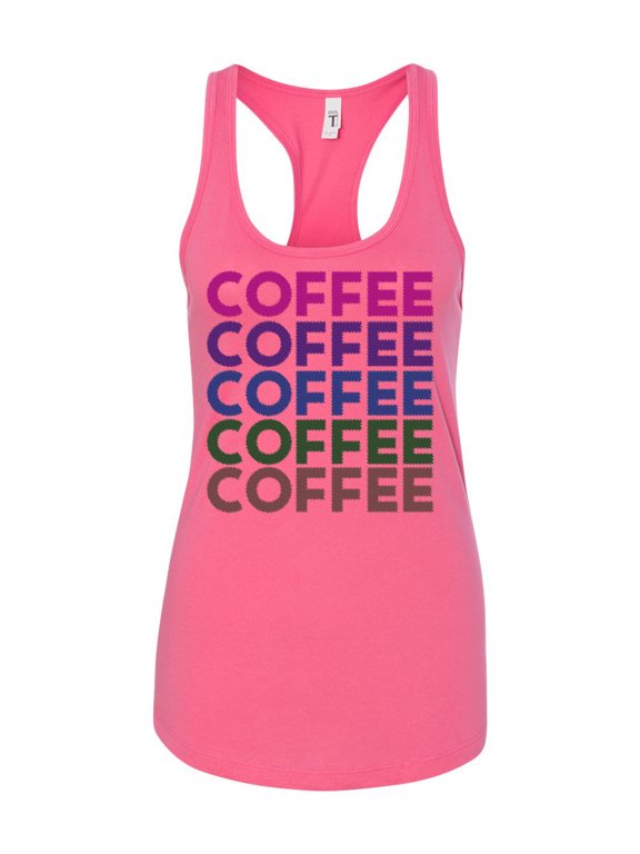 Women's Coffee On Repeat Ladies Racerback Tank Top-White-xxl
