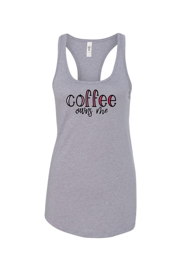 Women's Coffee Owns Me Racerback Tank Top-Heather Grey-xs