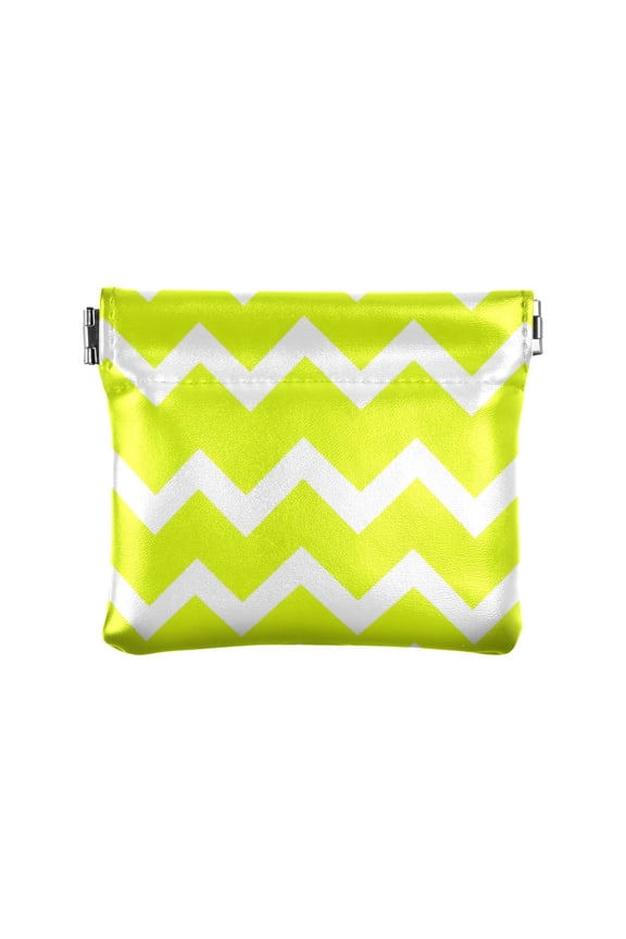 Women's Coin Purse Bright Chevron Pattern Small Leather Zipperless Wallet Card Holder Keychain Essentials