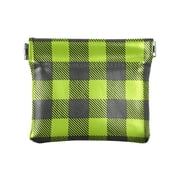Womens Coin Purse Bright Green Grid Pattern Small Leather Zipperless Wallet Card Holder Keychain Essentials