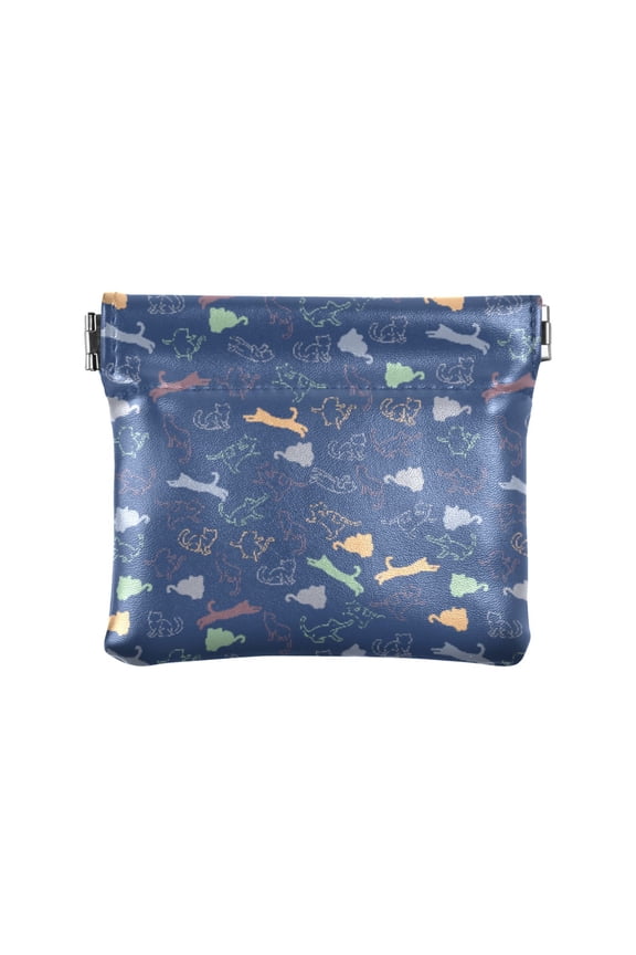 Women's Coin Purse Cats Cute Pattern Small Leather Zipperless Wallet Card Holder Keychain Essentials