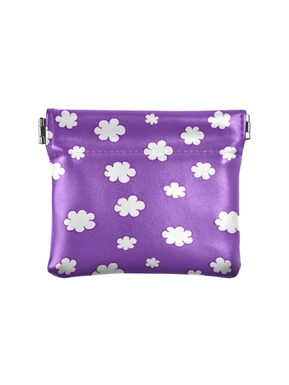 Women's Coin Purse Cloud Pattern Small Leather Zipperless Wallet Card Holder Keychain Essentials