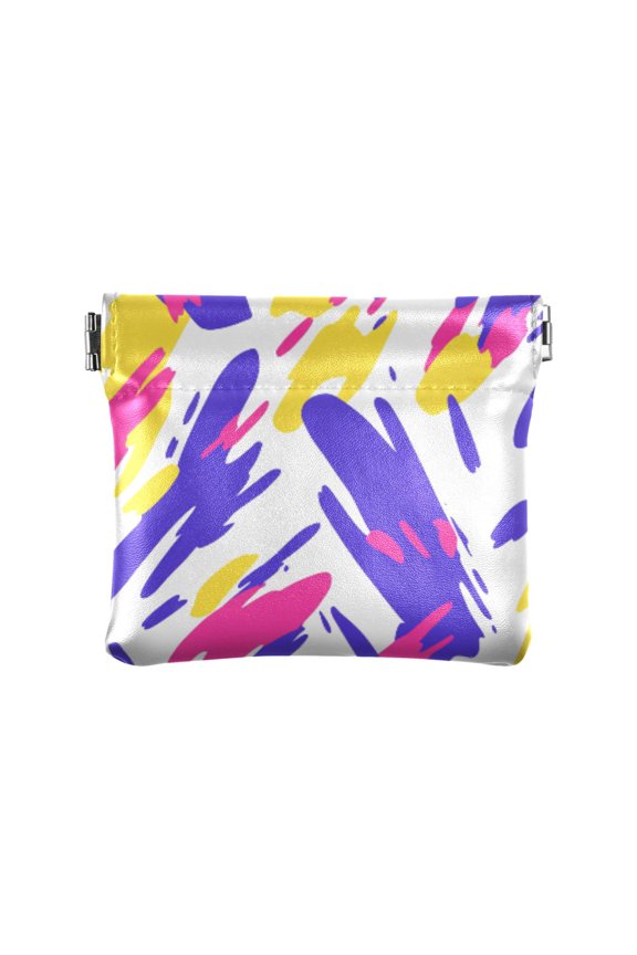 Women's Coin Purse Colorful Abstract Brush Strokes Small Leather Zipperless Wallet Card Holder Keychain Essentials