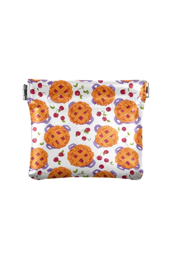 Women's Coin Purse Cranberry Pi Pattern Small Leather Zipperless Wallet Card Holder Keychain Essentials