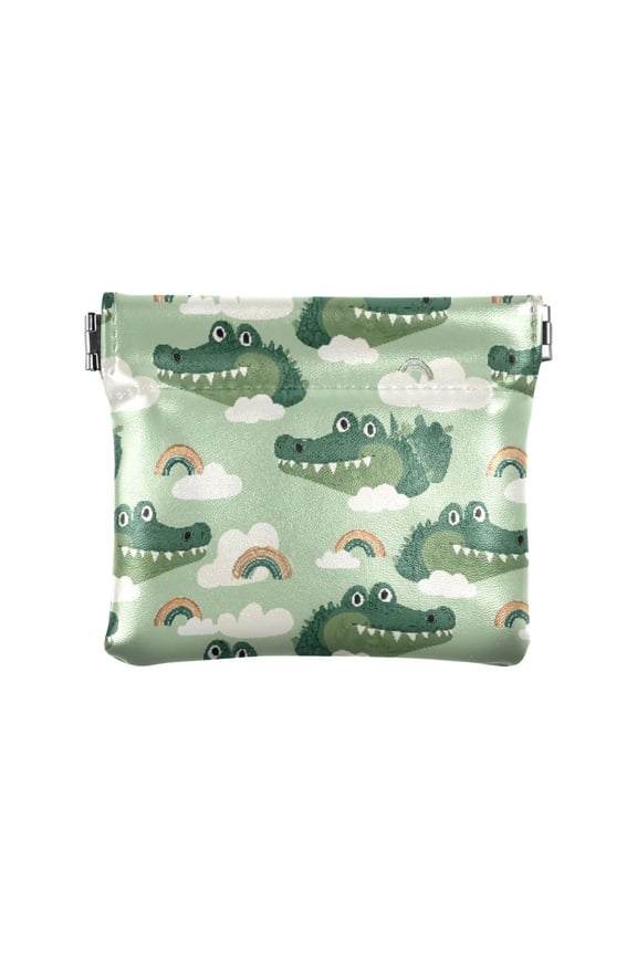 Women's Coin Purse Crocodile Rainbow Cloud Pattern Small Leather Zipperless Wallet Card Holder Keychain Essentials