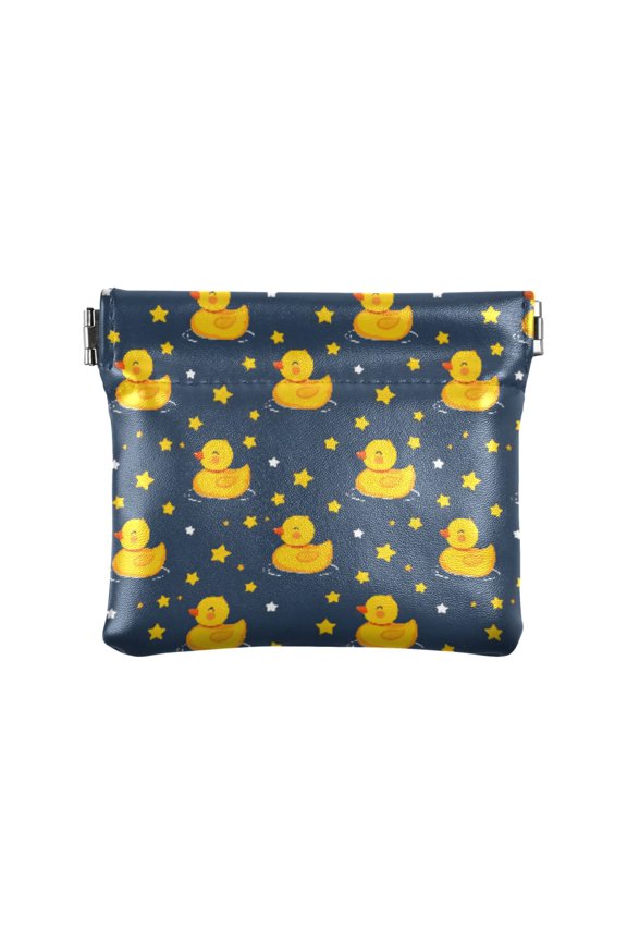 Women's Coin Purse Duck Pattern Small Leather Zipperless Wallet Card Holder Keychain Essentials