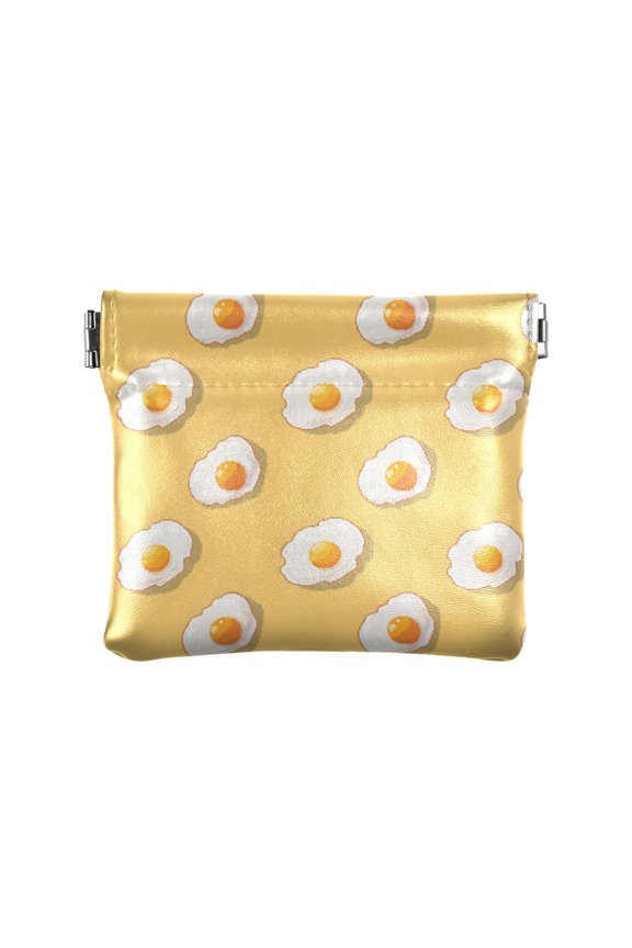 Women's Coin Purse Egg Pixel Style Small Leather Zipperless Wallet Card Holder Keychain Essentials