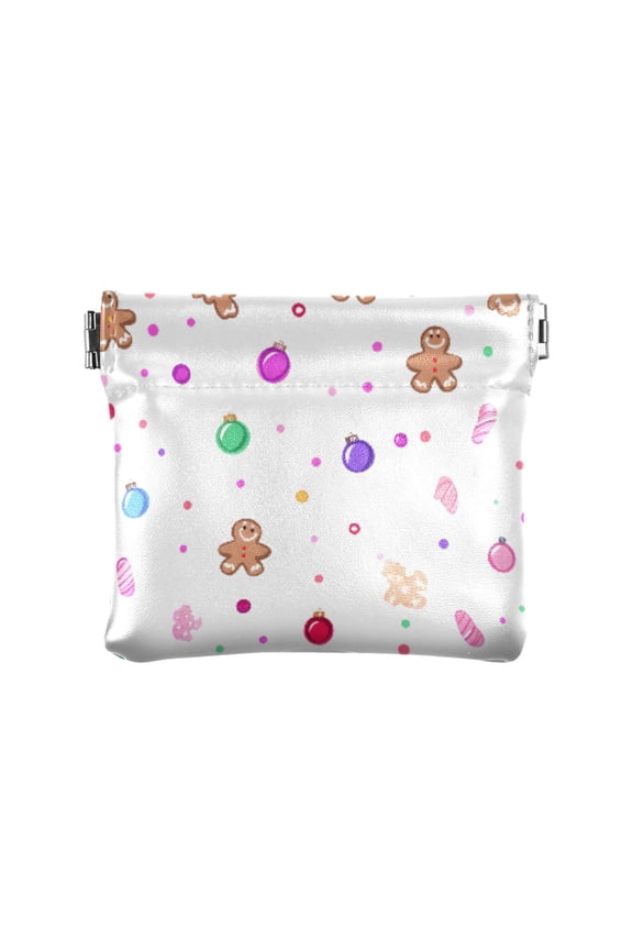 Women's Coin Purse Gingerbread Man Element Pattern Small Leather Zipperless Wallet Card Holder Keychain Essentials
