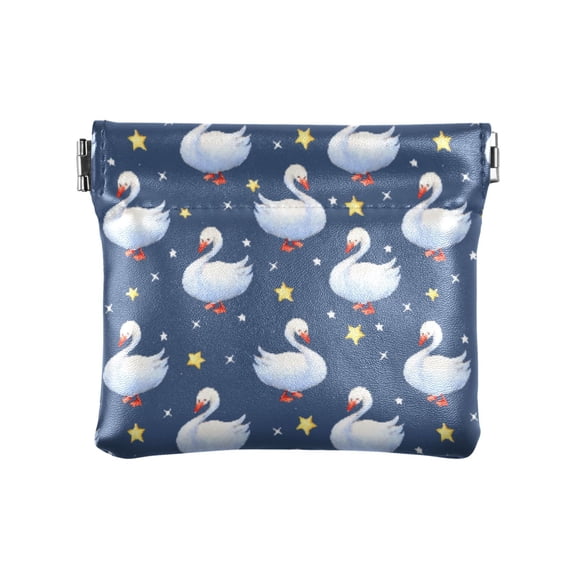 Women's Coin Purse Goose Star Pattern Small Leather Zipperless Wallet Card Holder Keychain Essentials