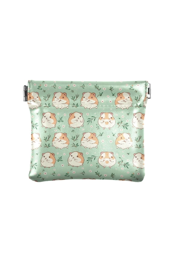 Women's Coin Purse Hamster Pattern Small Leather Zipperless Wallet Card Holder Keychain Essentials