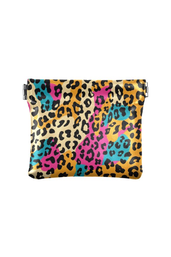 Women's Coin Purse Leopard Print Small Leather Zipperless Wallet Card Holder Keychain Essentials