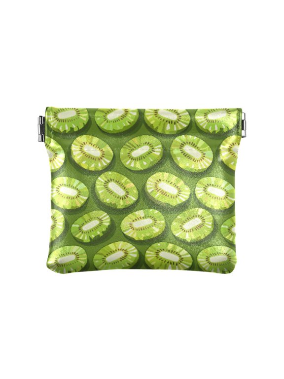 Women's Coin Purse Many Kiwi Pixel Style Small Leather Zipperless Wallet Card Holder Keychain Essentials