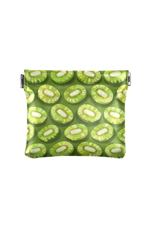 Women's Coin Purse Many Kiwi Pixel Style Small Leather Zipperless Wallet Card Holder Keychain Essentials