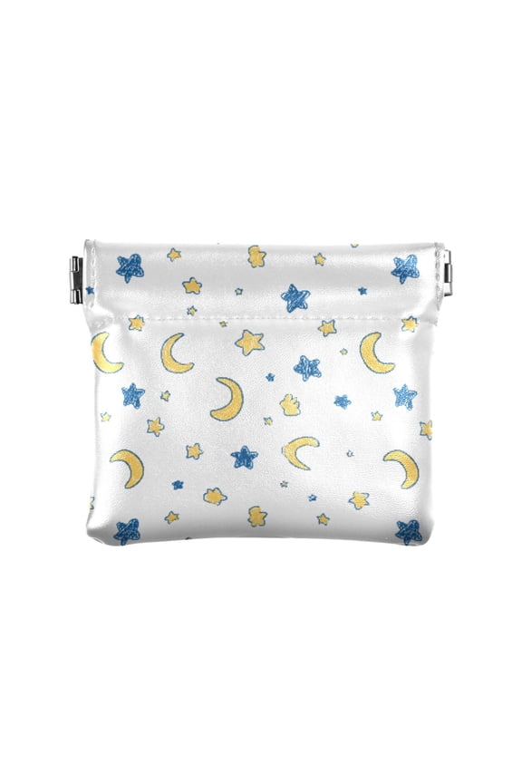 Women's Coin Purse Moon Star Design Small Leather Zipperless Wallet Card Holder Keychain Essentials