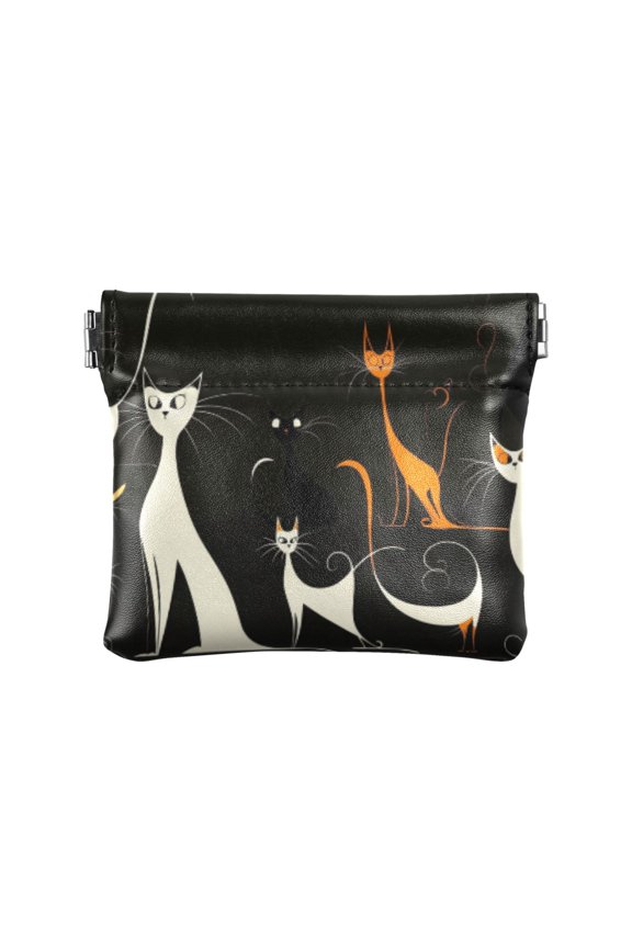 Women's Coin Purse Mysterious Cat Series Small Leather Zipperless Wallet Card Holder Keychain Essentials