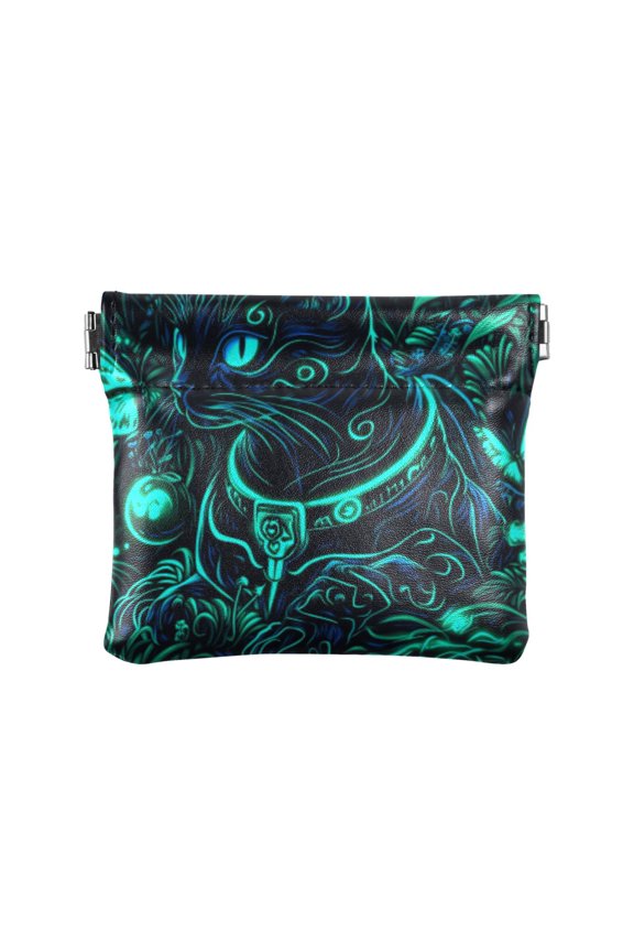 Women's Coin Purse Mysterious Religious Cat Small Leather Zipperless Wallet Card Holder Keychain Essentials