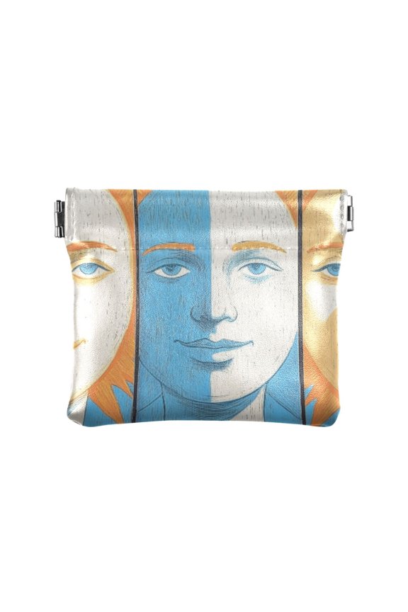 Women's Coin Purse Mysterious Sun Personification Pattern Small Leather Zipperless Wallet Card Holder Keychain Essentials