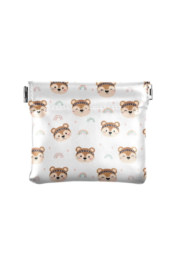 Women's Coin Purse Rainbow Sloth Pattern Small Leather Zipperless Wallet Card Holder Keychain Essentials