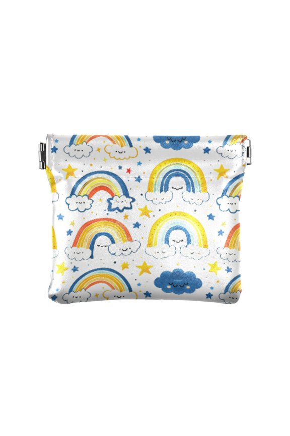 Women's Coin Purse Rainbows Pattern Small Leather Zipperless Wallet Card Holder Keychain Essentials