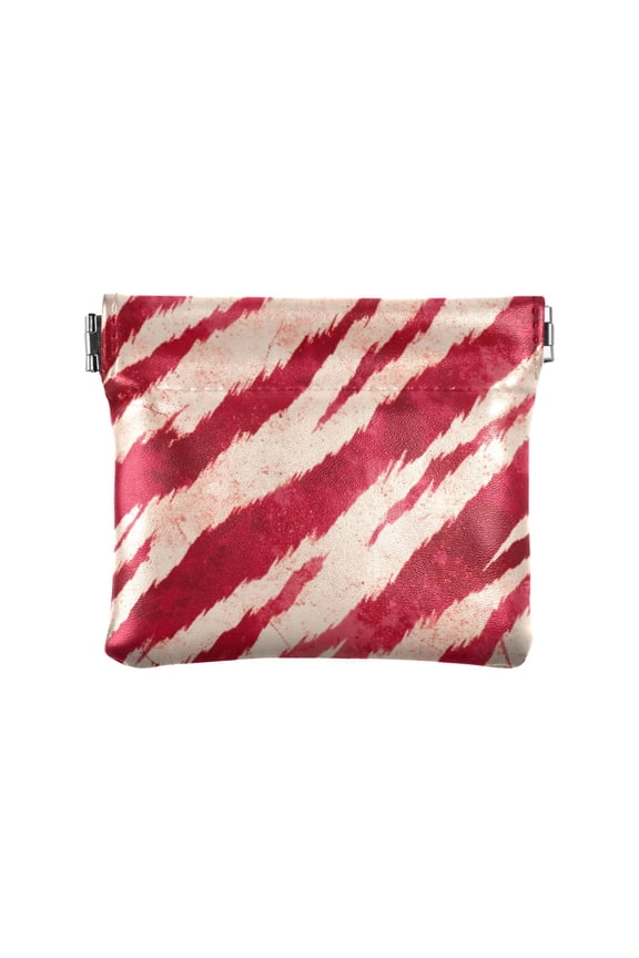 Women's Coin Purse Red Tiger Pattern Small Leather Zipperless Wallet Card Holder Keychain Essentials