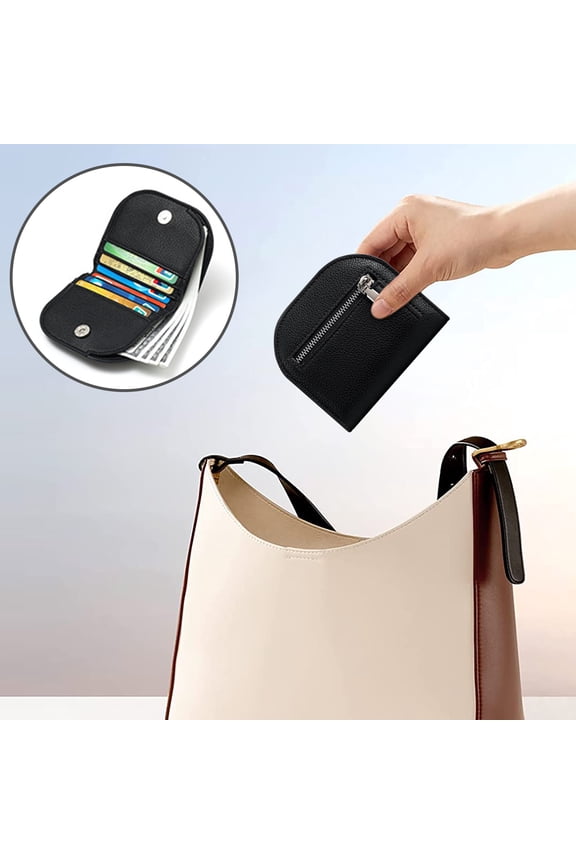 Women's Coin Purse, Semicircle Multi-Slot Card Wallet, Compact Leather Organizer, Lock Clasp Security, Stylish and Practical Daily Wallet for Students, Travel, Office, Everyday Use