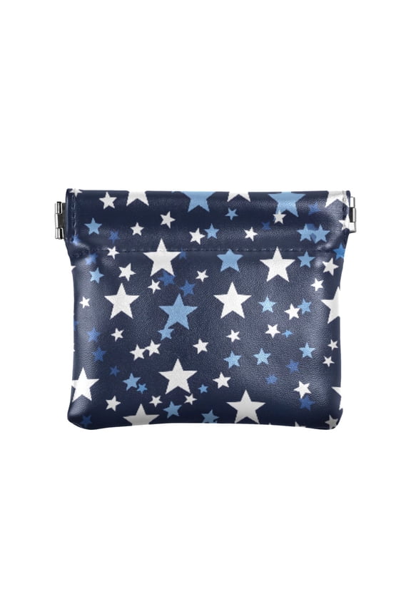 Women's Coin Purse Star Pattern Small Leather Zipperless Wallet Card Holder Keychain Essentials