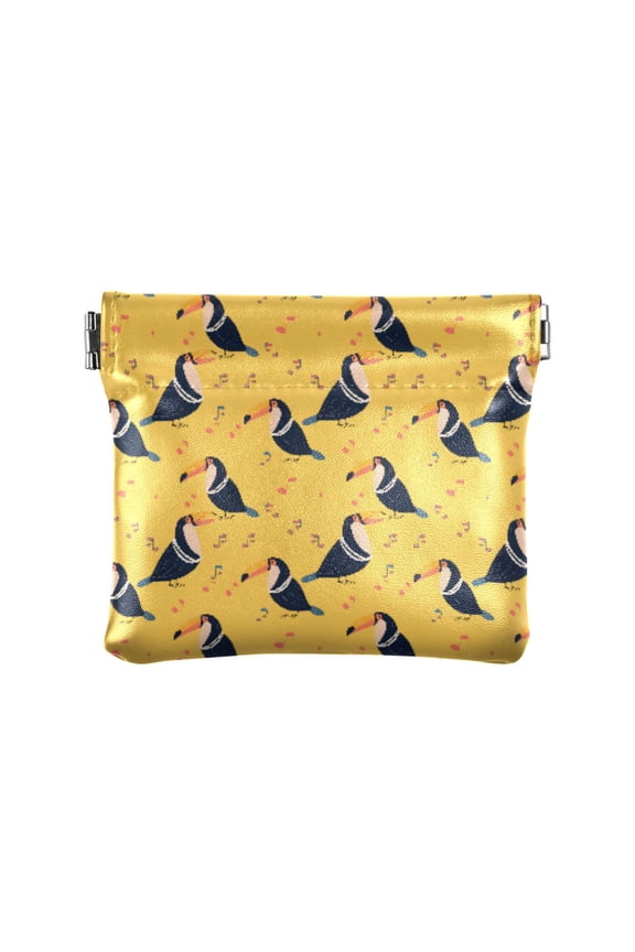 Women's Coin Purse Toucan Singing Pattern Small Leather Zipperless Wallet Card Holder Keychain Essentials