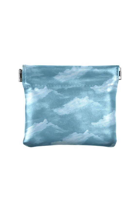 Women's Coin Purse Watercolor Clouds Waves Small Leather Zipperless Wallet Card Holder Keychain Essentials