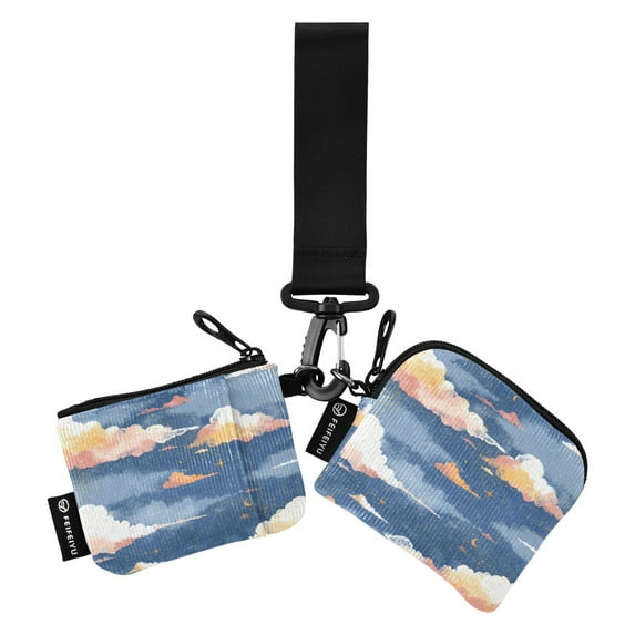 Women's Coin Purses Keychain Wallet Mini Zip Dual Pouch Wristlet Portable Coin Purse Small Wallets For Travel Sports Outdoors Cartoon Sky