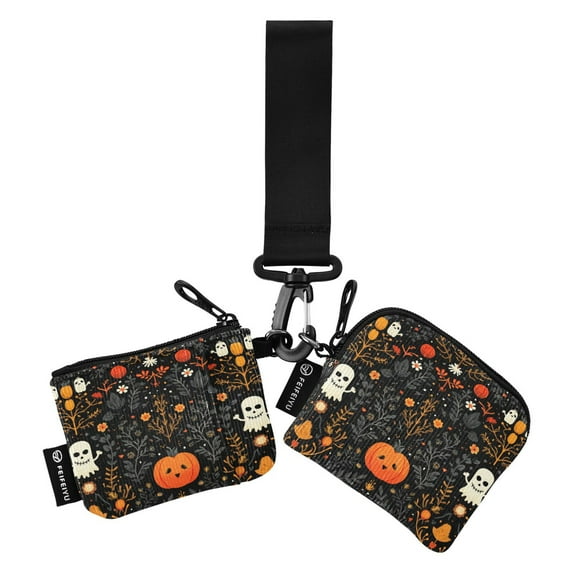 Women's Coin Purses Keychain Wallet Mini Zip Dual Pouch Wristlet Portable Coin Purse Small Wallets For Travel Sports Outdoors Beautiful Halloween Pattern