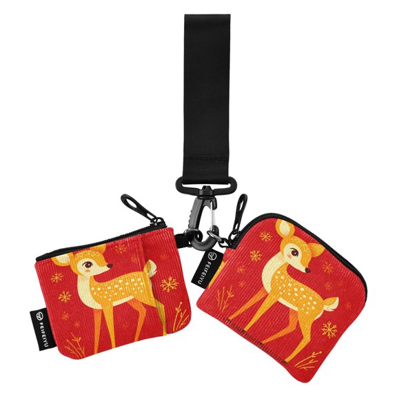 Women's Coin Purses Keychain Wallet Mini Zip Dual Pouch Wristlet Portable Coin Purse Small Wallets For Travel Sports Outdoors Beautiful Yellow Christmas Deer