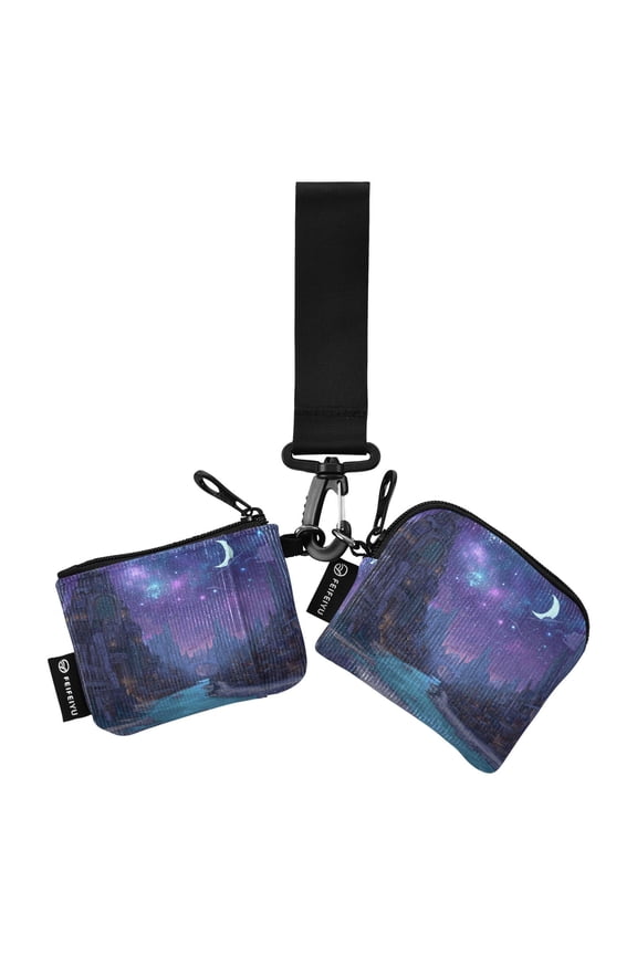 Women's Coin Purses Keychain Wallet Women's Card Cases Women's Wallets Card Cases & Money Organizers Alien Fantasy Purple City