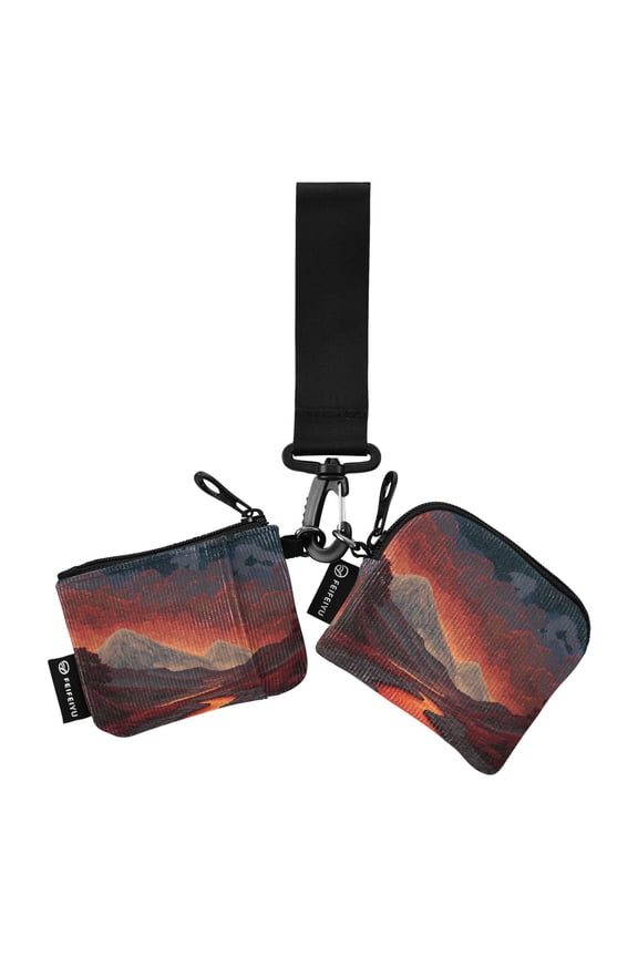 Women's Coin Purses Keychain Wallet Women's Card Cases Women's Wallets Card Cases & Money Organizers Red Lava Pixel Mountain